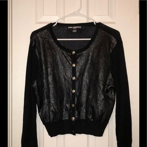 Karl Lagerfeld crop sweater leather rose cut out